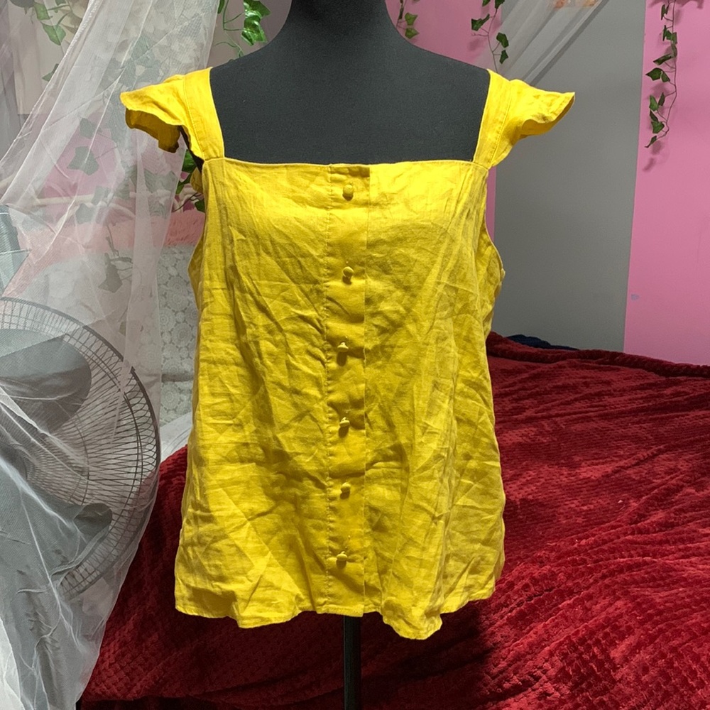 M & S collection misses linen tank top yellow in color size 16